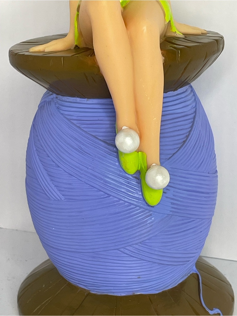 Vintage Disney TinkerBell Fairy Sitting On Thread Spool Piggy Bank 90s 10” - Picture 4 of 15